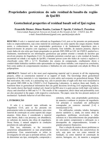Propriedades geotÃ©cnicas do solo residual de ... - Editora DUNAS