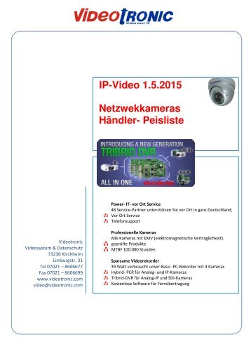 Händlerpreisliste für IP-Video gültig ab 01.05.15 