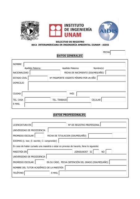 DATOS GENERALES DATOS PROFESIONALES - AIDIS