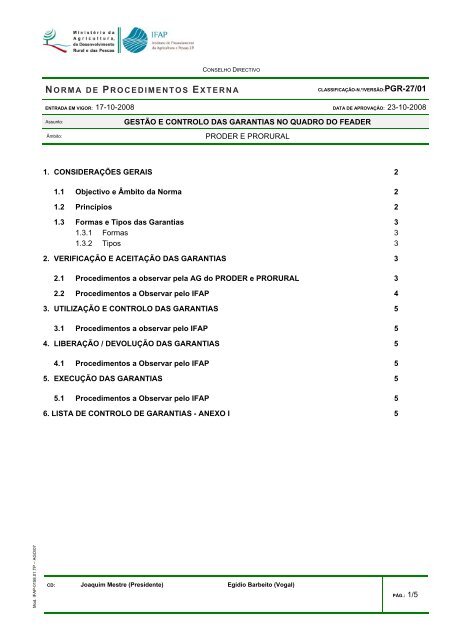 norma de procedimentos externa gestÃ£o e controlo das ... - prorural