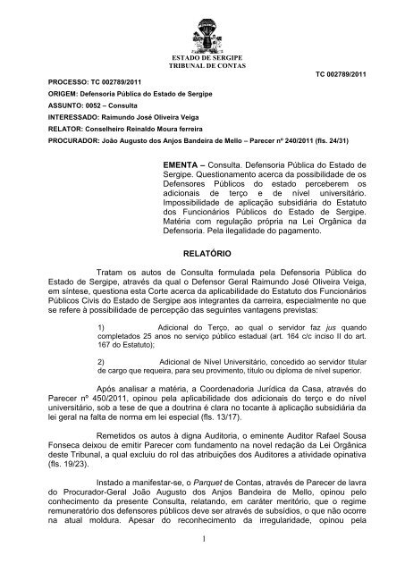 Voto discordante do conselheiro ClÃ³vis Barbosa - TCE-SE - Sergipe