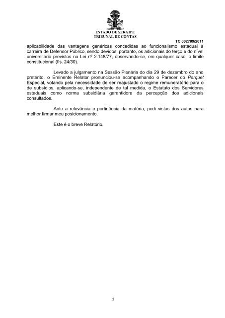 Voto discordante do conselheiro ClÃ³vis Barbosa - TCE-SE - Sergipe