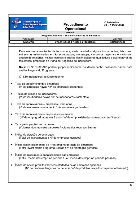 Procedimento Operacional - Sebrae