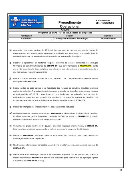 Procedimento Operacional - Sebrae