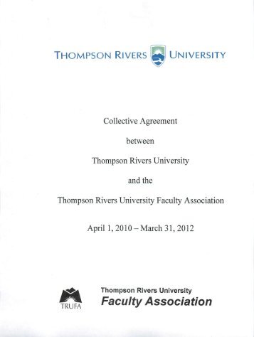 Collective Agreement - TRU Faculty Association - Thompson Rivers ...