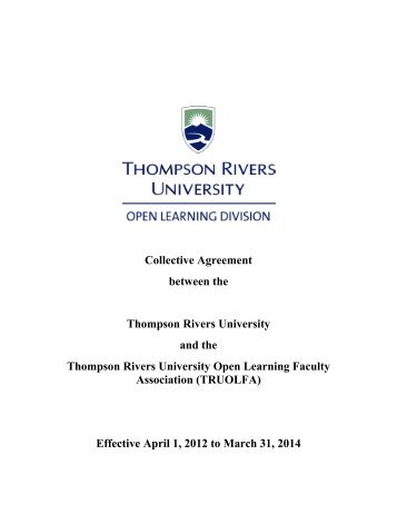 TRUOLFA Collective Agreement - Thompson Rivers University