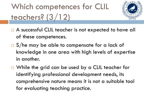 CLIL Teacher's Competence Grid