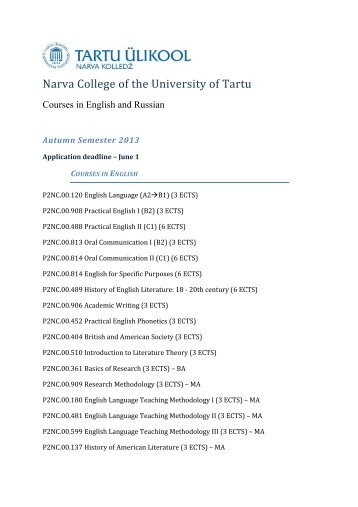 Courses in English and Russian 2013/2014