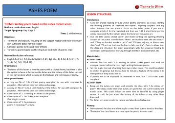 Ashes Poem Lesson Plan - Chance to Shine