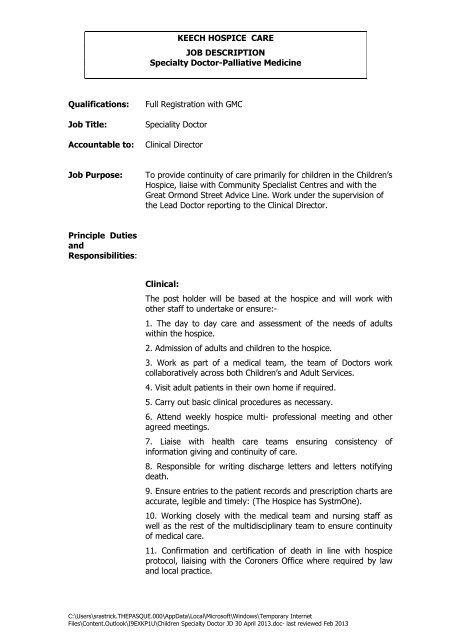 keech hospice care job description specialty doctor doctor job duties
