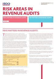 risk AreAs in reVenue AudiTs - BDO