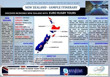NEW ZEALAND - SAMPLE ITINERARY - Euro Rugby Tours