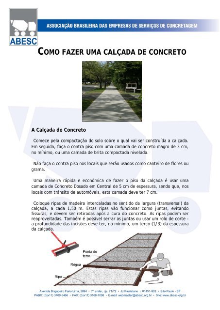 COMO FAZER UMA CALÃADA DE CONCRETO - ABESC