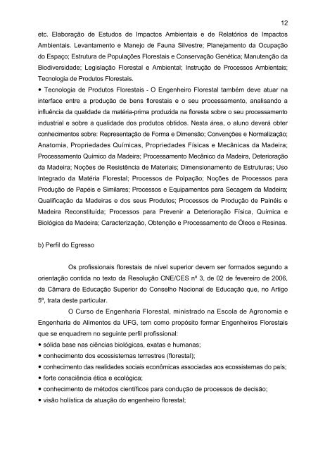 projeto pedagÃ³gico curso de engenharia florestal - UFG