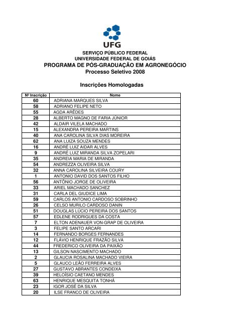 PROGRAMA DE PÃS-GRADUAÃÃO EM AGRONEGÃCIO Processo ...