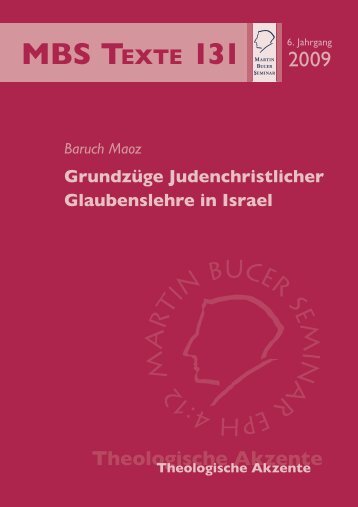 GrundzÃ¼ge Judenchristlicher Glaubenslehre in Israel - Martin Bucer ...