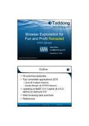 Browser Exploitation for Fun and Profit Reloaded - Taddong