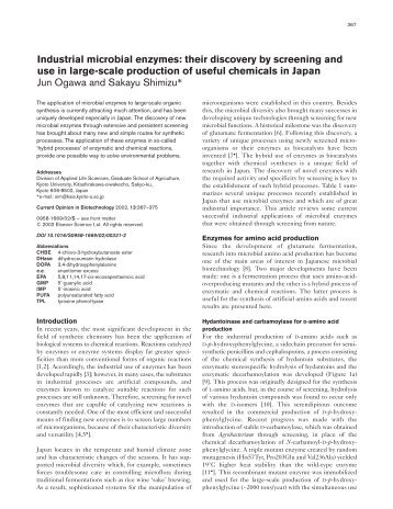 Industrial microbial enzymes: their discovery by screening and use ...