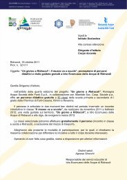 lettera di presentazione scuole Un giorno a Ridracoli - Atlantide