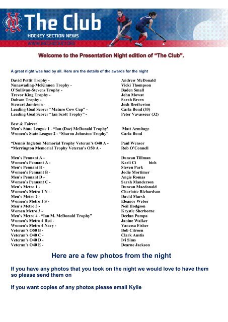 "The Club"- Presentation Dinner Edition - MCC Hockey