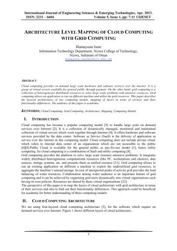 architecture level mapping of cloud computing with grid ... - Ijeset.com