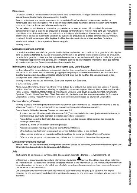 systeme de pilotage par manette pour moteurs hors bord