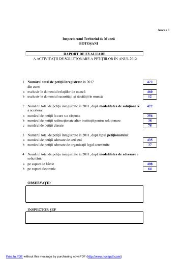 Raport de evaluare a implementariii legii Nr. 544/2001 - ITM Botosani