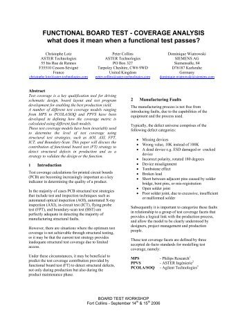 Functional Board Test - Coverage Analysis - ASTER Technologies