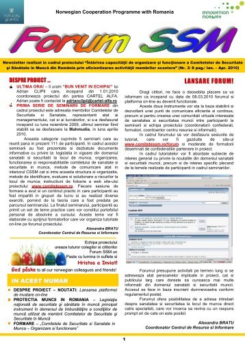 NEWSLETTER FORUM SSM nr. 3 - Comitete SSM