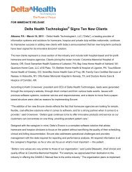 Delta Health Technologies Signs Ten New Clients