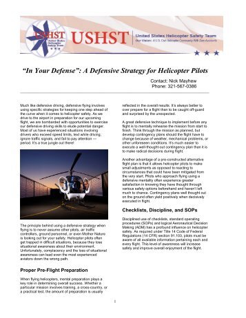 âIn Your Defenseâ: A Defensive Strategy for Helicopter Pilots - IHST