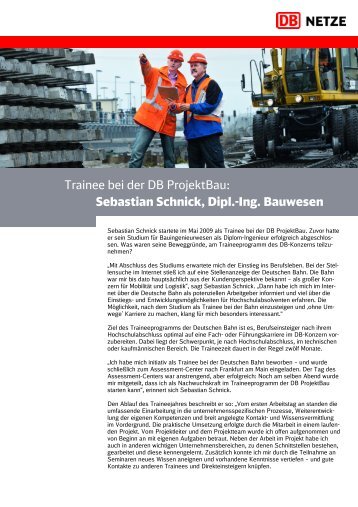 Trainee bei der DB Projektbau: Sebastian Schnick, Dipl.-Ing ...