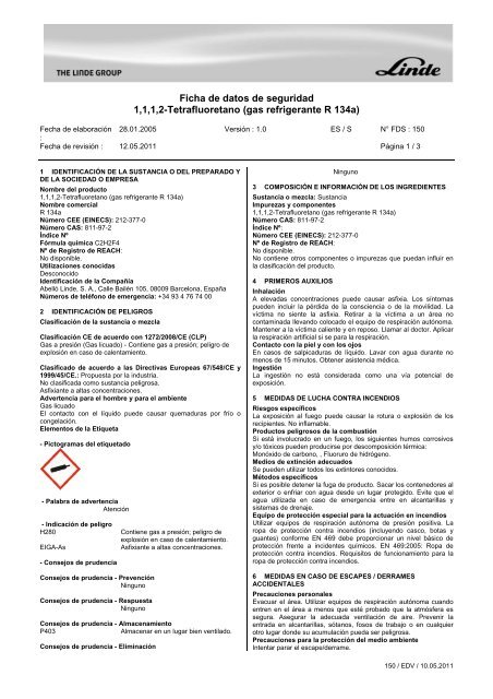 Gas Refrigerante R134a - AbellÃ³ Linde