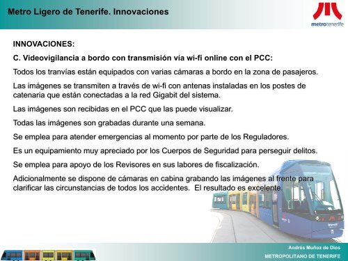 Metro Ligero de Tenerife. Innovaciones