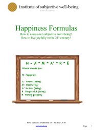 Happiness Formulas - Subjective well-being: Institute of subjective ...
