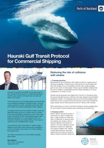Hauraki Gulf Transit Protocol document - Ports of Auckland