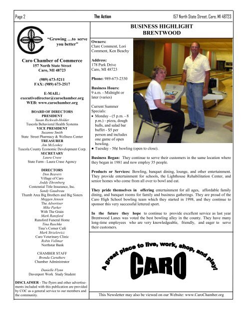 Newsletter - July-August 2009.pub (Read-Only) - Caro Chamber of ...