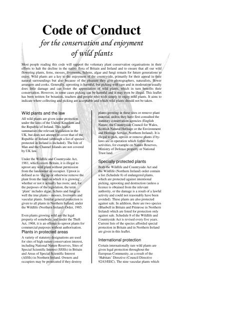 Code of Conduct - Botanical Society of the British Isles
