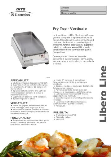 Scheda tecnica piastra di cottura Fry Top verticale ... - Pratmar Milano