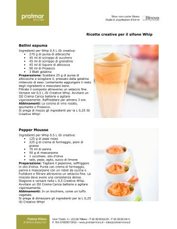 Ricette creative per il sifone Whip Bellini espuma ... - Pratmar Milano