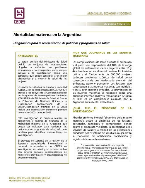 Mortalidad materna en la Argentina - AAGOP