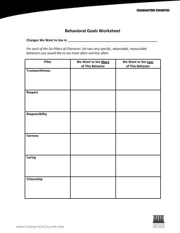 behavioral goals worksheet