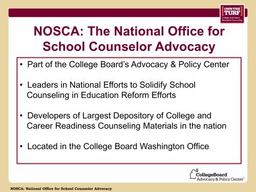 NOSCA: The National Office for School Counselor Advocacy - Texas ...