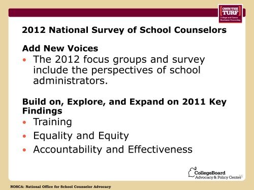 NOSCA: The National Office for School Counselor Advocacy - Texas ...