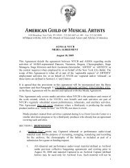 Media Agreement 2009 - American Guild of Musical Artists