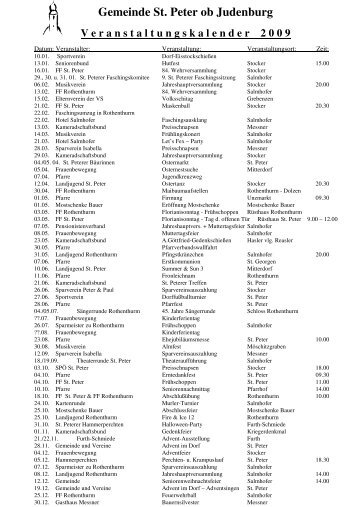 Veranstaltungskalender 2009 - St. Peter ob Judenburg