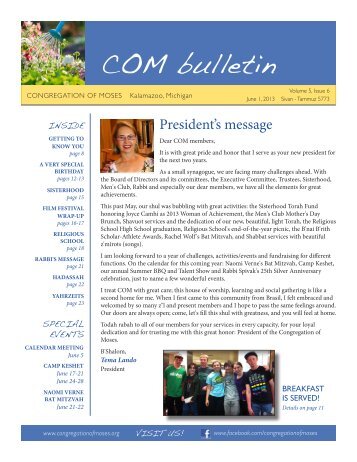 COM bulletin - Congregation of Moses