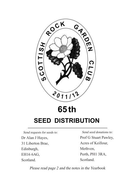 DISTRIBUTION SEED - the Scottish Rock Garden Club