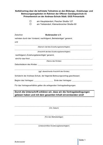 Notfall-Betreuungsvertrag 0812 - Budenzauber