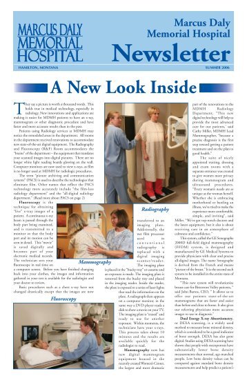 MDMH Newsletter Summer 2006 - Marcus Daly Memorial Hospital.